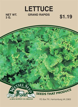 Wetsel Seed Lettuce - Grand Rapids (3g Packet)