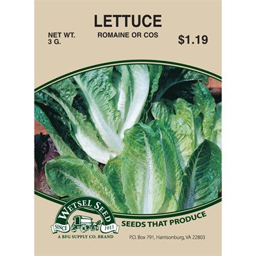 Wetsel Seed Paris Island Cos Romaine Lettuce (3g Packet)