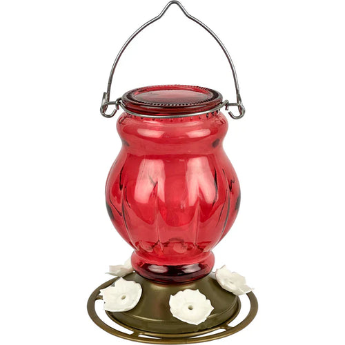 Nature's Way Bird Products Ruby Visions Antique Glass Gravity Hummingbird Feeder