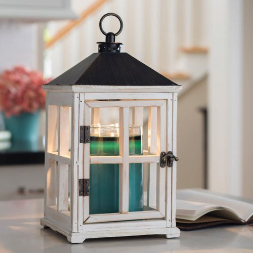 Candle Warmers Weathered White Wooden Lantern