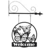 K&K Interiors Metal Cutout Butterfly Welcome Arrow Cutout