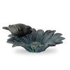 K&K Interiors Resin Patina Green & Gold Leaf Feeder with 1 Bird