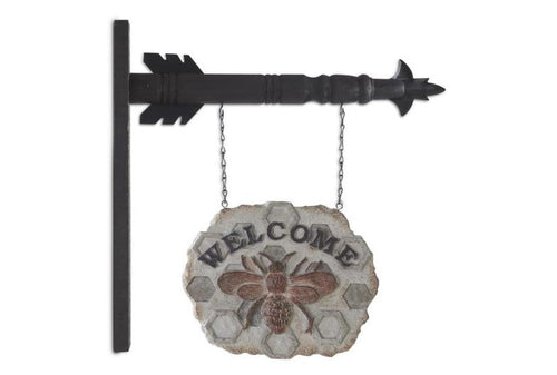 K&K Interiors Bee Welcome Arrow Cutout