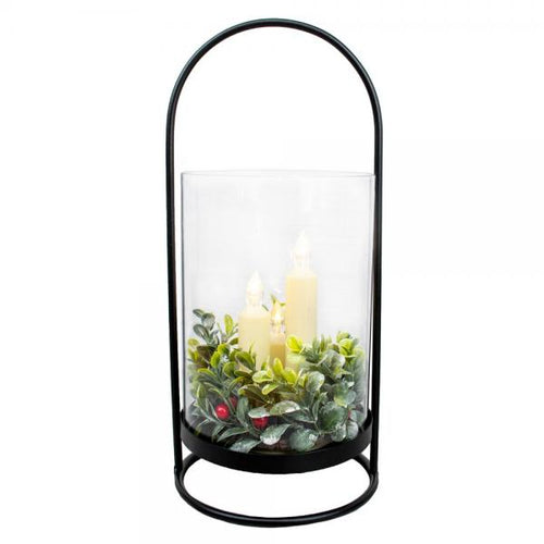 Gift Essentials Cylindrical Glass and Metal 3 Taper Lantern