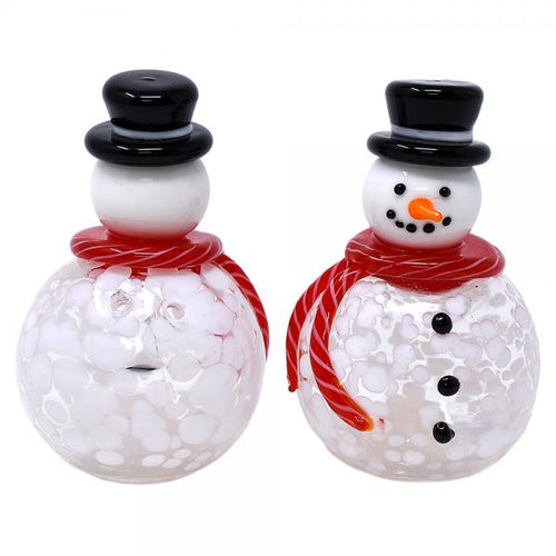 Gift Essentials Blown Glass Snowmen Salt and Pepper Set